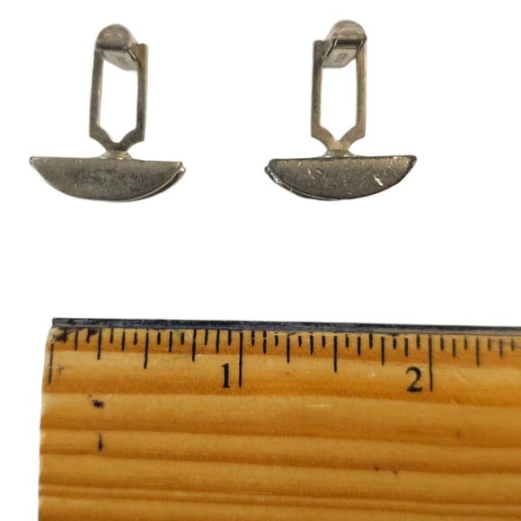 Embossed Ivy Pattern Cufflinks Vintage Pewter Silver Tone MCM Jewelry Two Tone - Picture 11 of 11